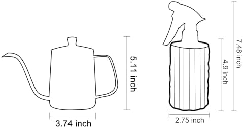 Watering Can for Indoor Plants, Silver Stainless Steel Watering Can 2 Pack