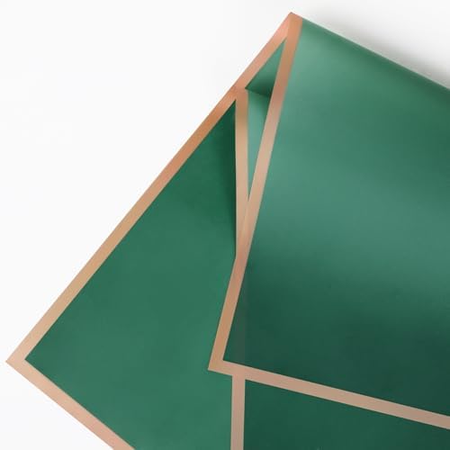 20 Sheet Flower Wrapping Paper-Waterproof Floral Bouquet Paper (Dark green)