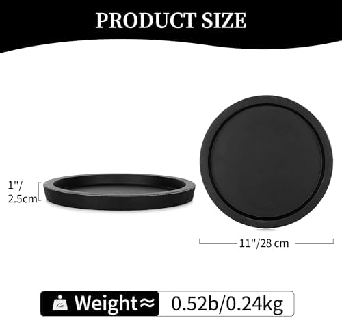 Hanobe Round Wood Candle Holder Tray, Black Coffee Table Centerpiece Decor
