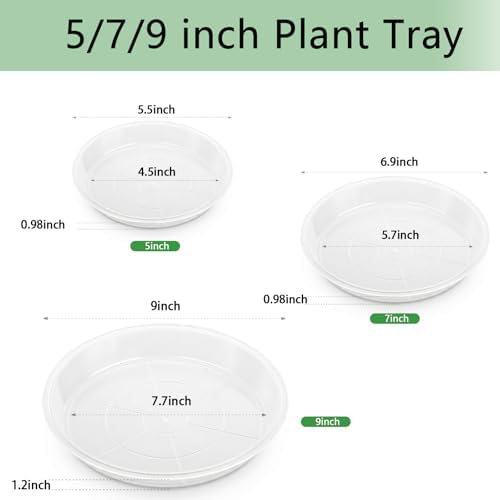 6Pack Plant Saucer, 3 5 7 9 11 13 15 17 19 21 in Plastic Plant Tray