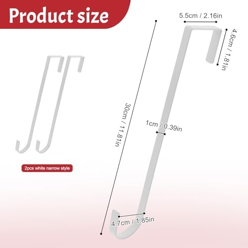 12" Wreath Hanger White 2 Pack Door Wreath Hangers for Front Door