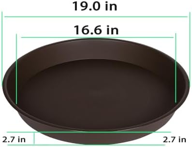 2 Pack of 18 19 inch Plant Saucer Drip Tray (16.6 inch Base), Heavy Duty Deep Plant Saucers for Pots, Plastic Flower Planter Water Trays for Indoors Outdoor (19", Dark Brown)