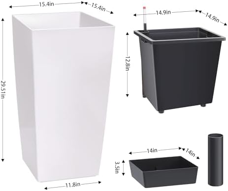 Garvee 30" Tall Planters Set of 2, Outdoor＆Indoor Planter Pots