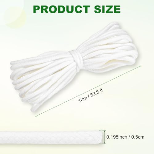 M METERXITY 1-Pack 32.8 Feet Self Watering Wick Cord, 1/5 Inch Cotton Rope Self Wicking Rope for Potted Plants/Flower Pots/Seedlings, Water Wicks for Plants [White]