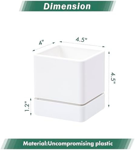 D'vine Dev 3-Pack Plastic Herb Planter Pots, 4 in, White, 76-Y-A3-1