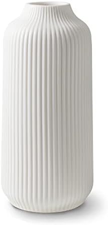 flature Ceramic Vases in Nordic Style, Modern Vase Deco for Pampas Grass, Boho Deco for Windowsill, Vases Set in White Matt, Flower Vase as Home Decoration for Fresh Flowers, Dried Flowers, Set of 2
