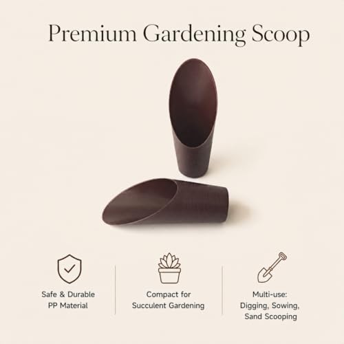 Bonsai Soil Scoops, Plastic Garden Soil Scoops, Garden Potted Plant Maintenance Succulent Planting Tools, Classic Durable, Ergonomic Grip -(1pc Brown)