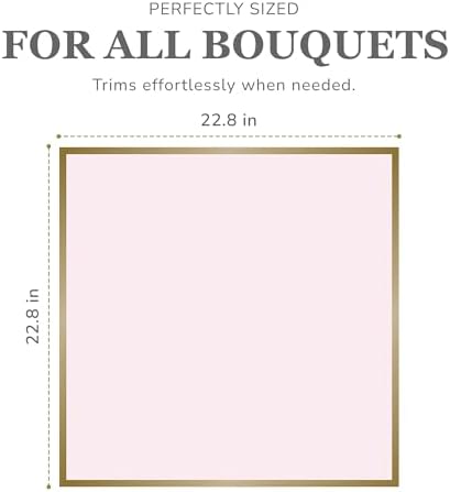 the florist Supply 20 Sheets Premium Flower Wrapping Paper | Waterproof Flower Wrapping Paper for Bouquets | Double Sided Floral Bouquet Sheets | DIY Gifts Borderline Pink/Gold