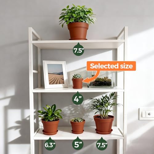T4U Small Plant Pots 4 Inch 8 Pack, Plastic Indoor Flower Pots Saucer