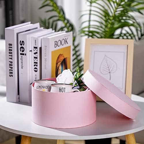 Nuenen Round Gift Boxes with Lids Floral Foam Set for Arrangements, Pink