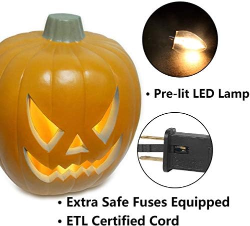 21" Jack O Lantern Halloween Pumpkin Lantern Large Light Up Pumpkin Decorations Lighted Pumpkin with LED Bulb Indoor/Outdoor Pumpkin Decoration
