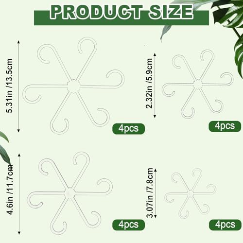 16pcs Upgraded Plant Stem Support, Transparent Plant Support for Indoor Plants, 4 Sizes Climbing Houseplant Stem Holders, Reusable Plant Stabilizer, Indoor Plants Accessories