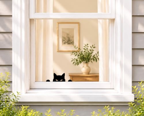Home Decor Peeking Black Cat Signs Window Decorations