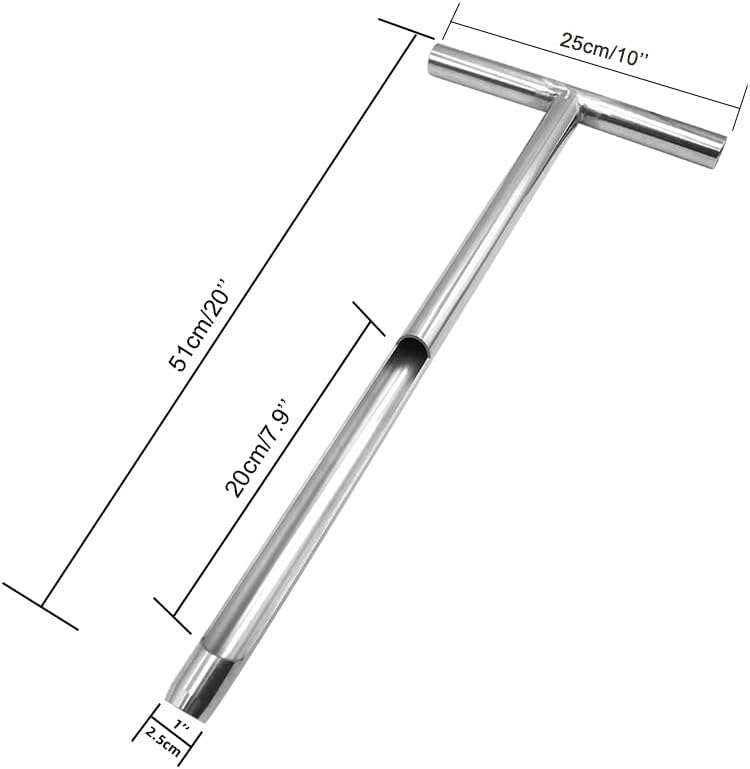 X·CELLENT Soil Probe, Soil Sample Probe 20 Inch with Reusable Soil Sampler Bags,Stainless Steel T-Style Handle Soil