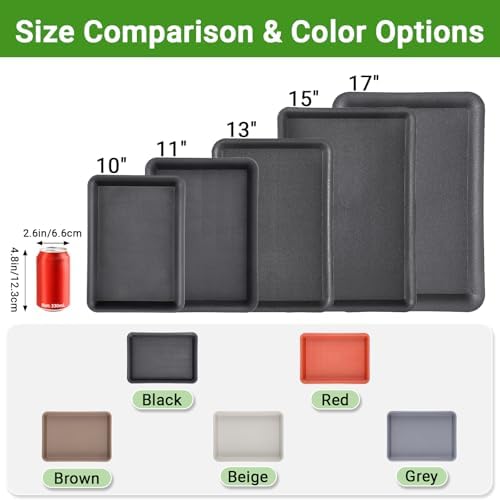 GREANER 11 Inch Red Plant Saucer, 3 Packs Plastic Plant Trays for Pots, Plant Water Catcher Tray for Indoors Outdoor, Flower Planter