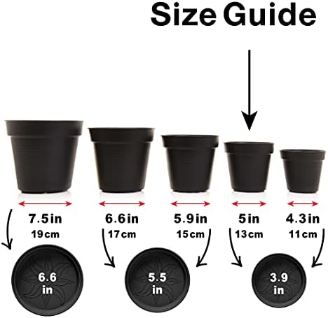 Mintra Garden Pots, 4 Pack Bulk Plastic Plant Pots with Drainage Tray, Round Indoor & Outdoor Decorative Planters with Drain Holes for Flowers, Herbs & Plants, 13cm Diameter – Blue, 5 in