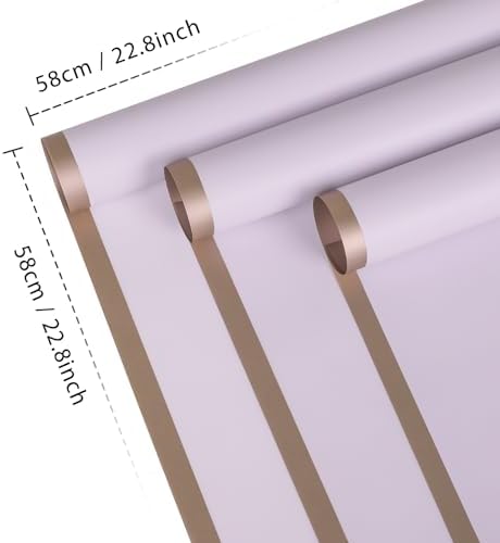 20 Sheet Flower Wrapping Paper-Waterproof Floral Bouquet Paper (Lavender)