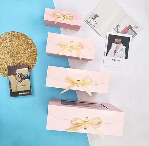 Extra Large Pink Gift Box for Presents with Ribbon 19x16x6 Inches Clear Gift Box with Window Magnetic Closure Gift Boxes with Lids