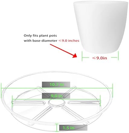 Plant Saucer Pot Tray 10 inch, 2 Packs Clear Flower Planter Saucers and Drip Trays for Pots Planter, Heavy Duty Plant Dish Pant Plate to Catch Water for Indoor & Outdoor