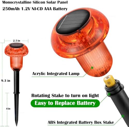Priddop Solar Garden Lights Outdoor Waterproof 8 Pack Red LED Mushroom