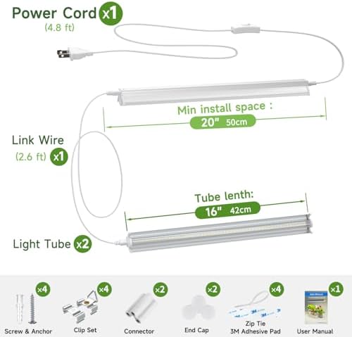 T5 Grow Lights for Seed Starting, 10W x2, Grow Lights for Indoor Plants