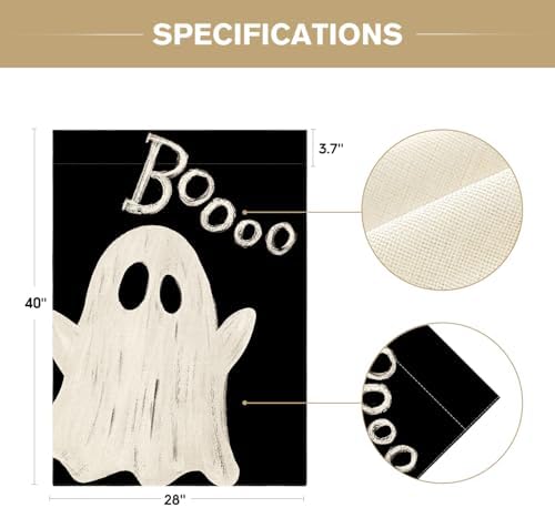 AVOIN colorlife Ghost Boo Halloween House Flag 28x40 Inch for Outside