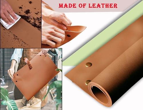 Plant Repotting Mat,Waterproof Leather Plant Transplanting Mats,Indoor Succulent Potting Mat for Change Soil and Watering,Portable Gardening Mats for Transplant and Mess Control (30" X 18",Brown)