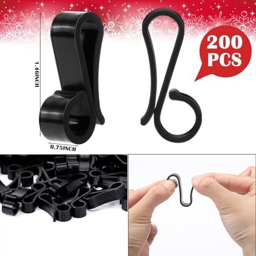 Namalu 200 Pcs Christmas Light Clip Outdoor Gutter Light Clip,Plastic,Black