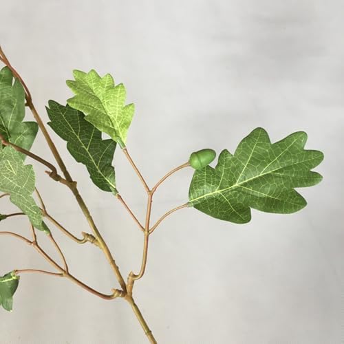 4Pcs Artificial Oak Tree Leaf Stems with Fruits Faux Oak Tree Branches Green Plant for Greenery Home Kitchen Table Centerpieces Festival Decor (Green)