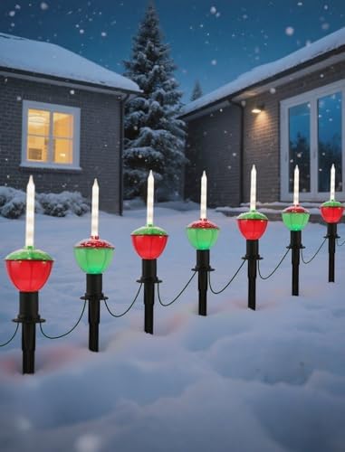 11.5FT Christmas Pathway Lights, 7PK LED Bubble Yard Stake Lights