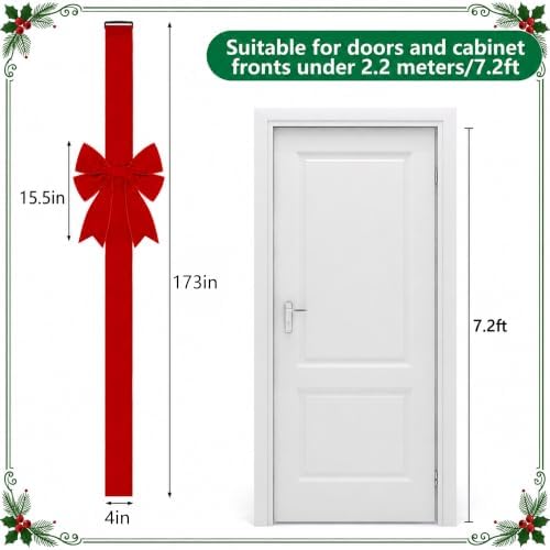 173" Extra Large Christmas Front Door Warpping Bow, Giant Xmas Velvet Bow