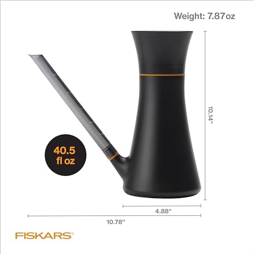 Fiskars Indoor Watering Can,Long Reach Spout for Precision Hydration on House Plants,Flowers&Garden,Anti-Drip Nozzle with Translucent Volume Markings,Ergonomic Recycled Plastic Body,40 oz,(Pack of 4)