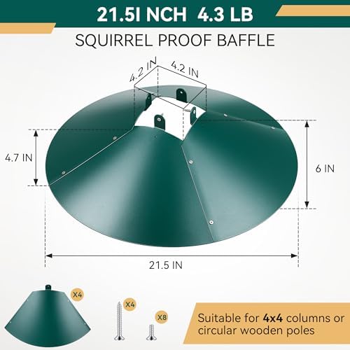 Qualirey 21.5" Metal Squirrel Proof Baffle, for 4 x 4 Posts(Green,1 Pack)