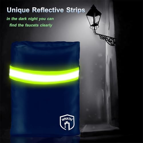 Outdoor Water Faucet Cover Socks for Winter Freeze Protection,Spigot Covers Winter Insulated,7.8" H x 6.2" W,Hose Bib Covers for Winter,Set of 4(Navy Blue)