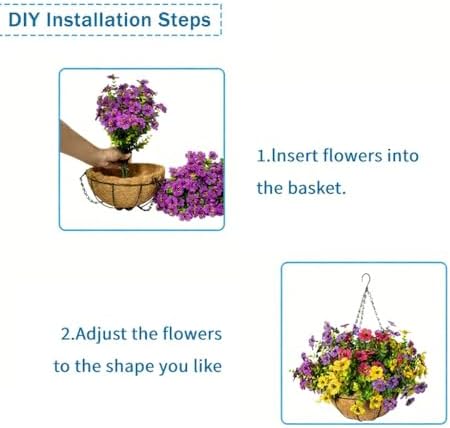Artificial Hanging Flowers, UV Resistant, 12 Bundles, 4 Colors
