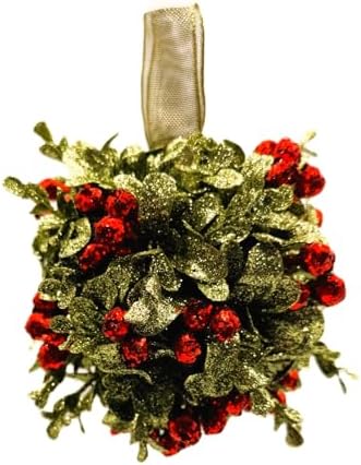 Ganz 5 Inch Mistletoe Kissing Ball Ornament,Red,5" Dia.