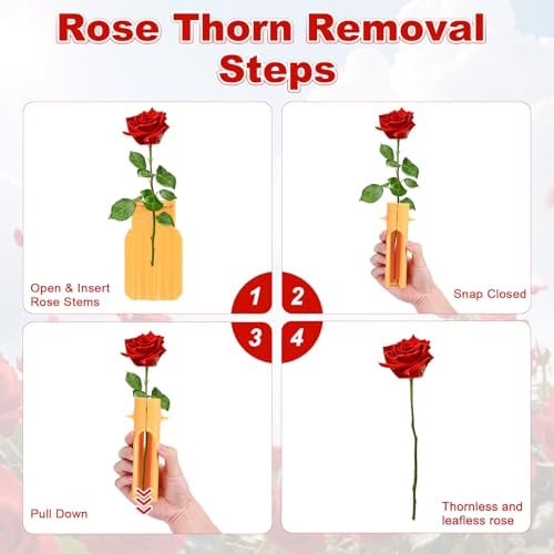 M METERXITY 2-Pack Rose Thorn Stripper Tool, Plastic Metal Rose Stem Leaf Thorn Stripper for Bouquets Pruning Branches/Floral Arrangement, Flower Stripping Tool Remove [Yellow]