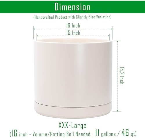 D'vine Dev 16 Inch Ceramic Planter Pot, Oatmeal, 94-O-H-8