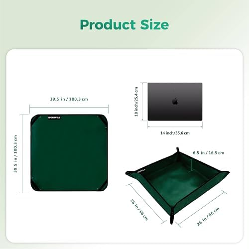 39.5"x39.5" Plant Transplanting Mat - Thickened Waterproof Potting Mat, Succulent Gardening Mat, Portable Repotting Mat for Mess Control (PVC-Green)