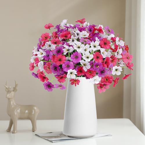 Geegoods Artificial Flowers for Outdoors, Purple White and Rose Red