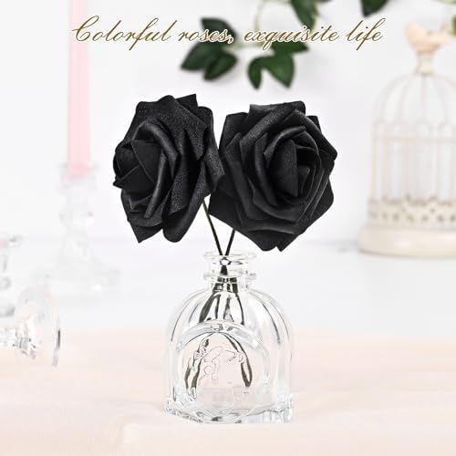 BLEUM CADE 36Pcs Artificial Flowers Fake Foam Roses with Stems for Wedding
