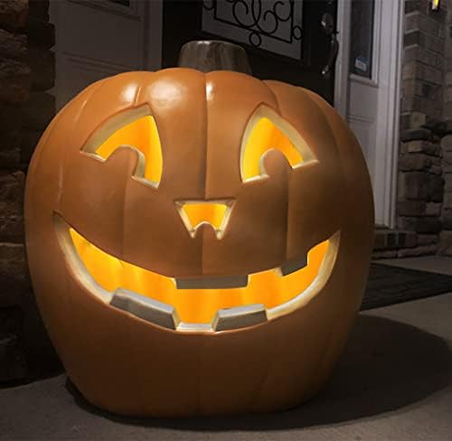 20" Jack O Lantern - Halloween Pumpkin Lantern with Pre-lit LED Bulb - Gaint Indoor/Outdoor Light Up Pumpkin for Halloween Decoration in Garden Patio Front Door Décor - 20"