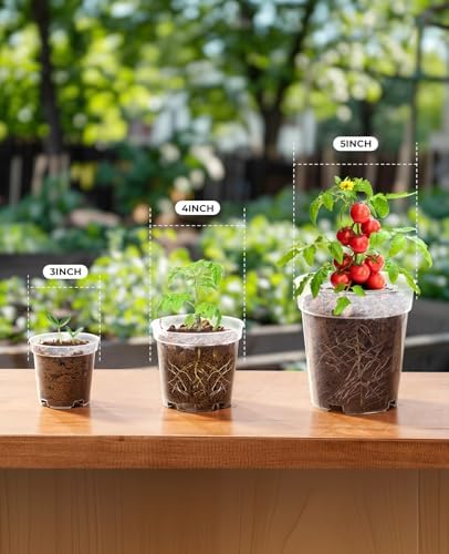 homenote 3/4/5 Inch Clear Nursery Pots with Drainage and 20 Labels (30 Pcs)