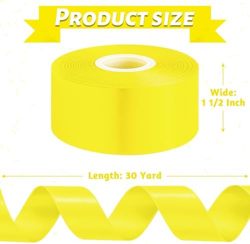 1 1/2 in 30 Yards Lemon Yellow Ribbon for Gift Wrapping Birthday Holiday