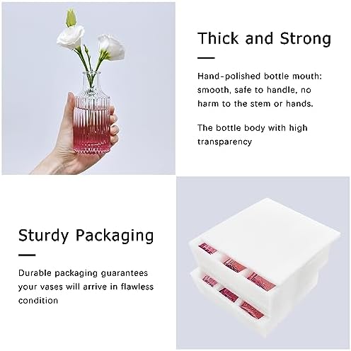 SUPMIND Glass Bud Vases Set, 12pcs Pink Small Flower Vases in Bulk
