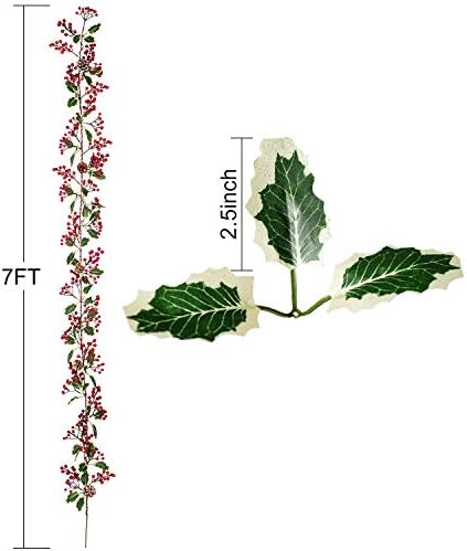 DearHouse 7FT Red Berry Christmas Garland with Pine Cone Garland Artificail Garland Indoor Outdoor Garden Gate Home Decoration for Winter Holiday New Year Decor