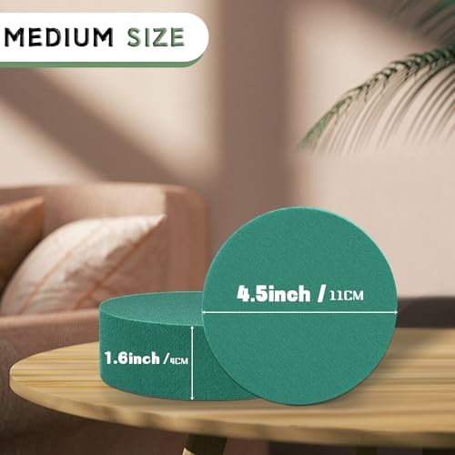 Round Floral Foam 4.5'' SUPKING Flower Foams 4Pcs Florist Foam Block Wet Dry Green Foam for Artificial and Fresh Flower Arrangement