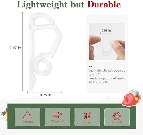 MEILIDY Christmas Light Clips, Plastic Gutter Clips, Clear, 100 Pcs