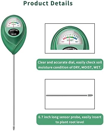 Censinda Soil Moisture Meter, Soil Moisture Monitor for House Plants, Soil Hygrometer Moisture Sensor for Indoor & Outdoor, Garden, Farm, Lawn Plant Care, No Battery Needed(Green)