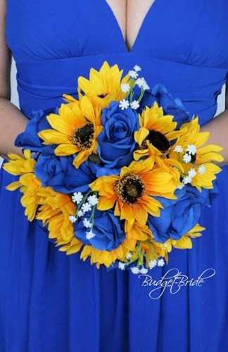 Laelfe 12 pcs Artificial Blue Roses Flowers Long Stem Fake Silk Rose for Home Wendding Decorations (Blue)